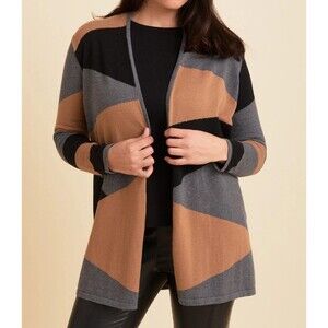 Peace of Cloth Women's Intarsia Cardigan Color Block Rattan Combo Small 4-6